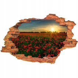 Naklejka na ścianę 3D Kwiaty makowa polana 90 cm na 60 cm