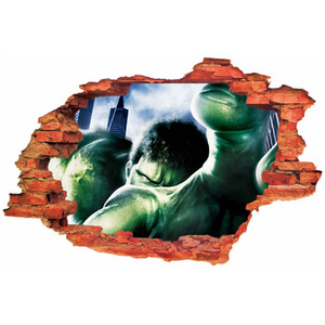 Naklejka na ścianę 3D HULK łapie wroga 90 cm na 60 cm