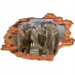 Naklejka na ścianę 3D Słoń z słonicą połączeni trąbami 90 cm na 60 cm