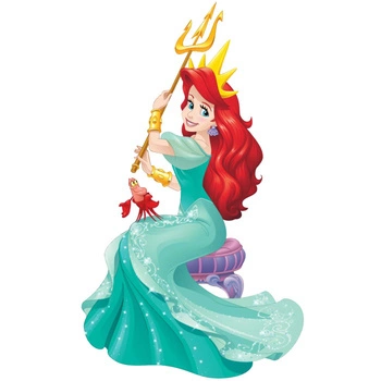 Naklejka na ścianę Ariel Mała Syrenka na tronie w koronie 90 cm na 60 cm