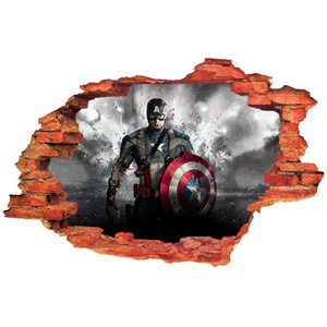 Naklejka na ścianę 3D KAPITAN AMERYKA wybuch za plecami 90 cm na 60 cm