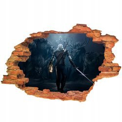 Naklejka na ścianę 3D Wiedźmin przed walka z potworami 90 cm na 60 cm