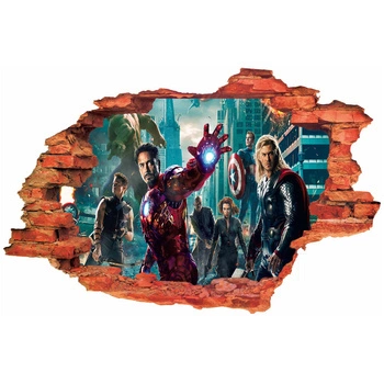 Naklejka na ścianę 3D Avengers w mieście 90 cm na 60 cm