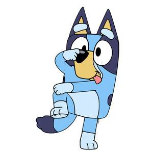 Naklejka na ścianę Bluey na jednej nodze 60 cm na 90 cm