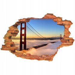 Naklejka na ścianę 3D San Francisco most Golden Gate w chmurach 90 cm na 60 cm