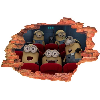 Naklejka na ścianę 3D MINIONKI w kinie 90 cm na 60 cm