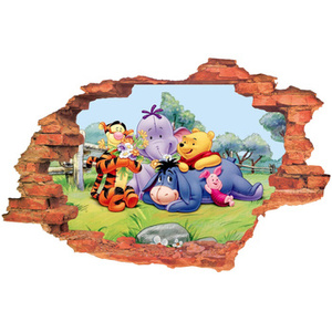 Naklejka na ścianę 3D KUBUŚ PUCHATEK słonik z wizytą u przyjaciół 60 cm na 90 cm