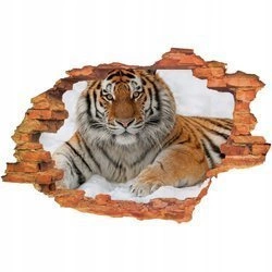Naklejka na ścianę 3D TYGRYS na śniegu 90 cm na 60 cm