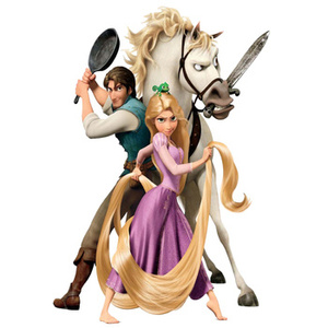 Naklejka na ścianę Zaplątani Roszpunka Flynn Rider i koń Maximus 90 cm na 60 cm