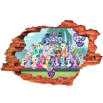 Naklejka na ścianę 3D My Little Pony Kucyki zamek 90 cm na 60 cm