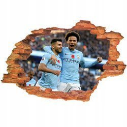 Naklejki na ścianę dziura 3D Manchester City Sergio Agüero po golu