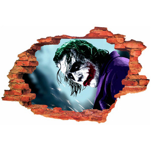 Naklejka na ścianę 3D JOKER uśmiech malowany 90 cm na 60 cm