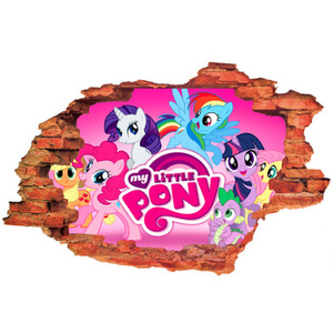 Naklejka na ścianę 3D My Little Pony Kucyki z logiem 90 cm na 60 cm