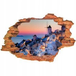 Naklejka na ścianę 3D Santorini przepiękne niebo w odmianach czerwieni 90 cm na 60 cm