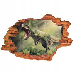 Naklejka na ścianę 3D DINOZAUR giganotozaur w lesie 90 cm na 60 cm