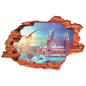Naklejki na ścianę 3D Harry Potter Hogwart zimą 90 cm na 60 cm