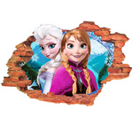 Naklejka na ścianę 3D KRAINA LODU Anna i Elsa zadowolone 60 cm na 90 cm