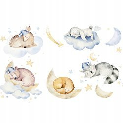 Naklejka na ścianę Zwierzęta Leśne słodko śpią 90 cm na 60 cm