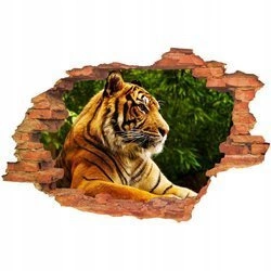 Naklejka na ścianę 3D TYGRYS siedzi przy lesie 90 cm na 60 cm