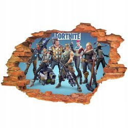 Naklejka na ścianę 3D FORTNITE cała ekipa 90 cm na 60 cm