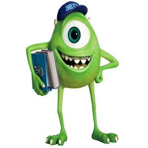 Naklejka na ścianę Potwory i spółka Mike Wazowski z książką 90 cm na 60 cm