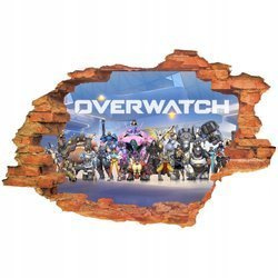 Naklejka na ścianę 3D Overwatch cała drużyna 90 cm na 60 cm