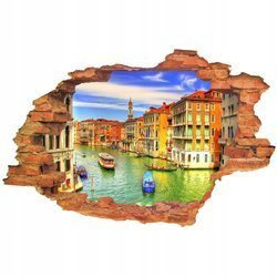 Naklejka na ścianę 3D Wenecja płynięcie Vaporetto wśród malowniczych kamienic 90 cm na 60 cm