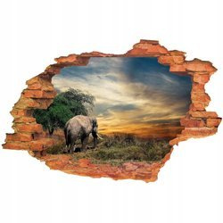 Naklejka na ścianę 3D Słoń z widokiem na zachód słońca 90 cm na 60 cm