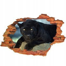 Naklejka na ścianę 3D Czarna Pantera z białymi oczami 90 cm na 60 cm