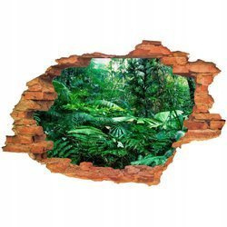 Naklejka na ścianę 3D dżungla paprocie 90 cm na 60 cm