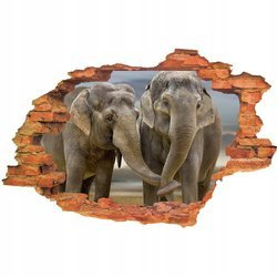Naklejka na ścianę 3D Słoń z słonicą połączeni trąbami 90 cm na 60 cm
