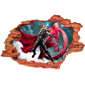 Naklejka na ścianę 3D Avengers Thor z młotem 90 cm na 60 cm