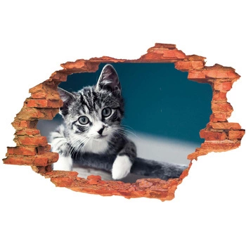 Naklejka na ścianę 3D Kot miły mruczuś nocną porą 90 cm na 60 cm