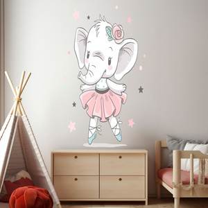 Naklejka na ścianę Słonik tańczy między gwiazdkami 90 cm na 60 cm