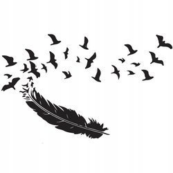 Naklejka na ścianę Pióra z ptakami 75 cm na 45