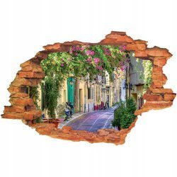 Naklejka na ścianę 3D Uliczka bujne kwiaty nad deptakiem miejskim 90 cm na 60 cm