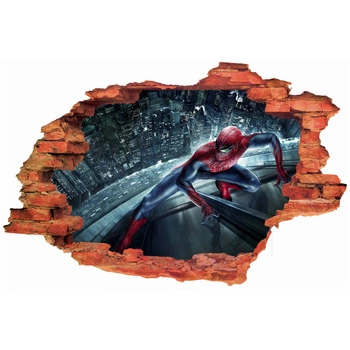 Naklejka na ścianę 3D Spider Man nocą na ścianie budynku 90 cm na 60 cm