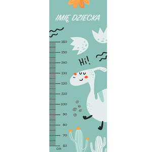 Naklejka na ścianę personalizowana miarka wzrostu dinozaur 162 cm na 61 cm