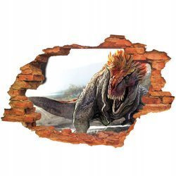 Naklejka na ścianę 3D DINOZAUR taubozaur na polowaniu  90 cm na 60 cm