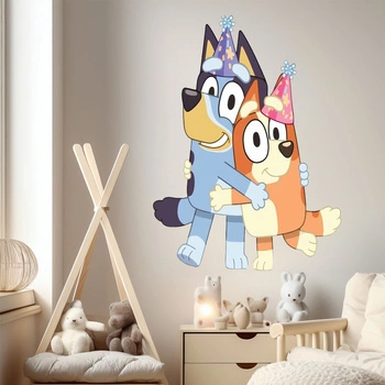 Naklejka na ścianę Bluey obejmuje przyjaciela 60 cm na 90 cm