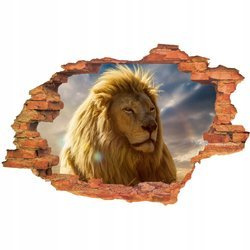 Naklejka na ścianę 3D Lew zadumany 90 cm na 60 cm