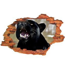 Naklejka na ścianę 3D Czarna Pantera rycząca 90 cm na 60 cm