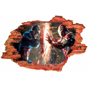 Naklejka na ścianę 3D IRON MAN pokonuje Kapitana Amerykę 90 cm na 60 cm