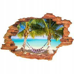 Naklejka na ścianę 3D Plaża odpoczynek przy plusku spokojnych fal 90 cm na 60 cm