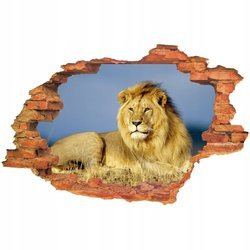 Naklejka na ścianę 3D Lew na błękicie nieba 90 cm na 60 cm