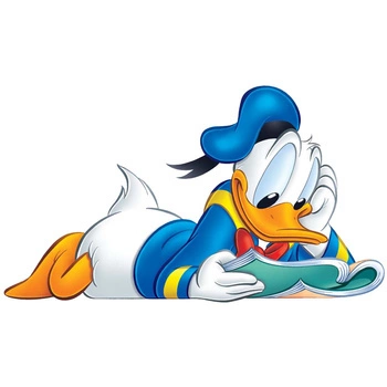 Naklejka na ścianę Kaczor Donald czyta książki 90 cm na 60 cm