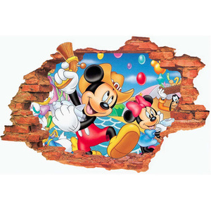 Naklejka na ścianę 3D Myszka Miki na dzikim zachodzie 90 cm na 60 cm