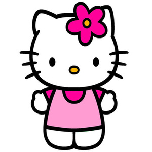 Naklejka na ścianę Hello Kitty ubrana na różowo 90 cm na 60 cm