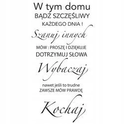 Naklejka na ścianę napis cytat W tym domu bądź szczęśliwy 75 cm na 45 cm