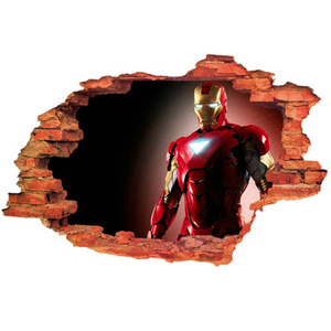 Naklejka na ścianę 3D IRON MAN podświetlone oczy 90 cm na 60 cm